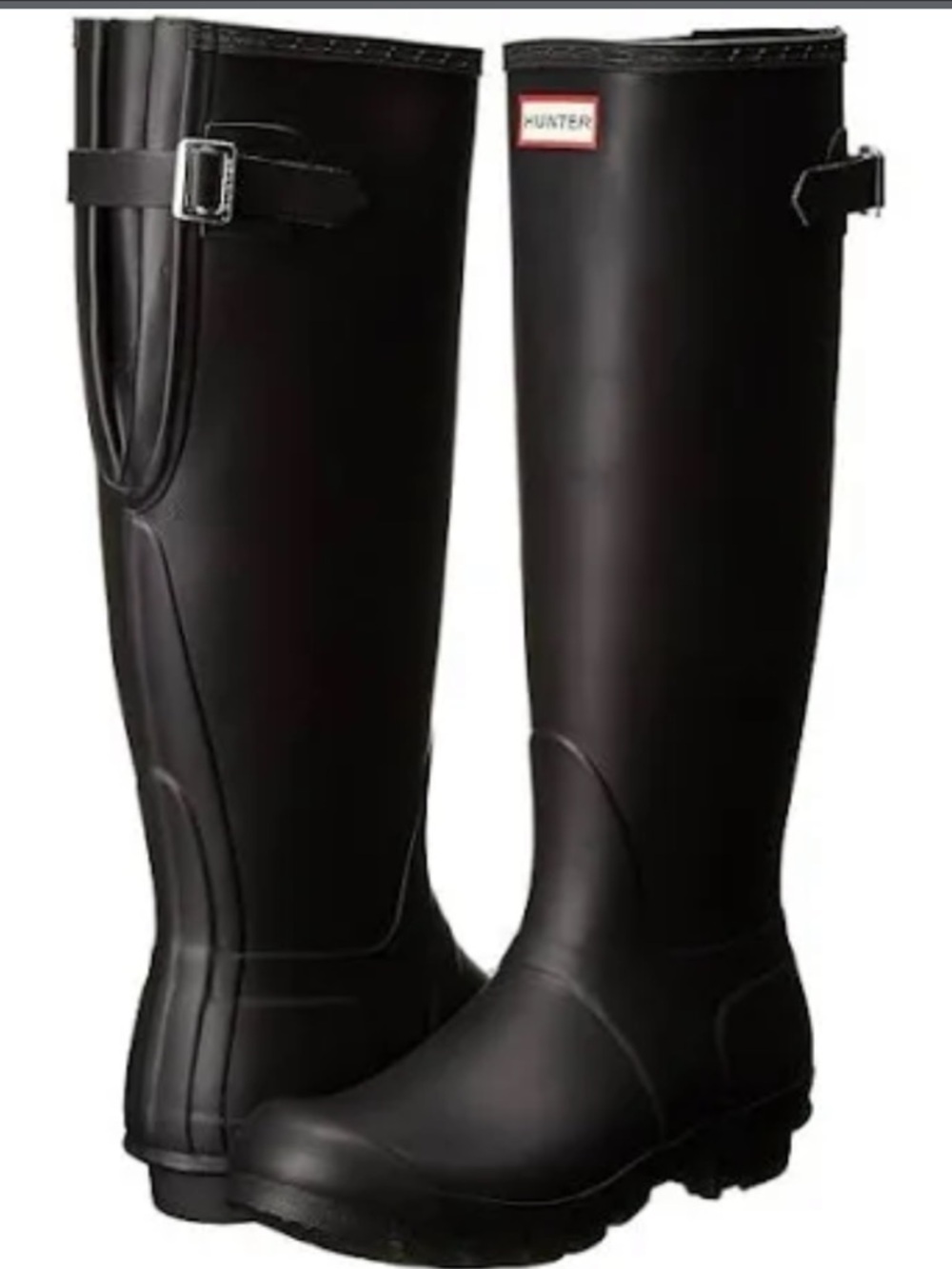 Hunter Tall Black Rubber Rain Boots with Red Logo